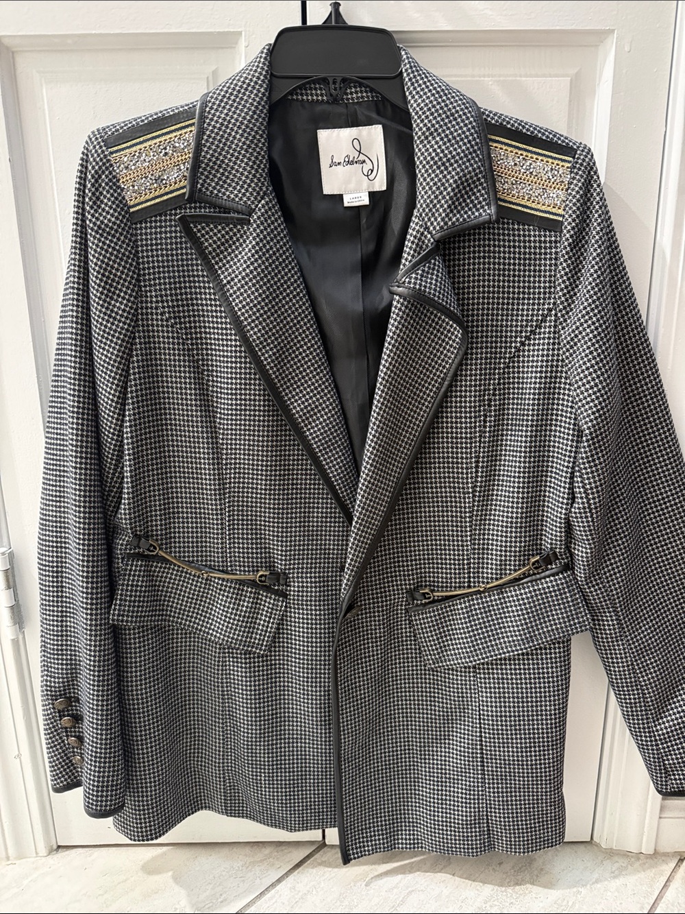 Sam Edelman Women's Large
Margot Houndstooth Embellished
Blazer MSRP $199